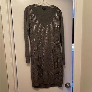 Elegant Metallic Long Sleeve Dress with sparkles